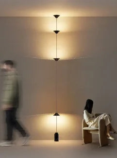 Modern Living Room Hallway Wall Floor Lamp Cone Desigh Art Decorative Iron Hanging Cable Floor Lamp for Bedroom Indoor