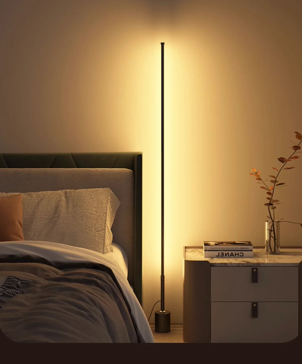 Living Room Dimmable Corner Floor Lamp Remote 100cm Stand Smart LED Mood Light for Bedroom Nordic Home Decor Interior Lighting
