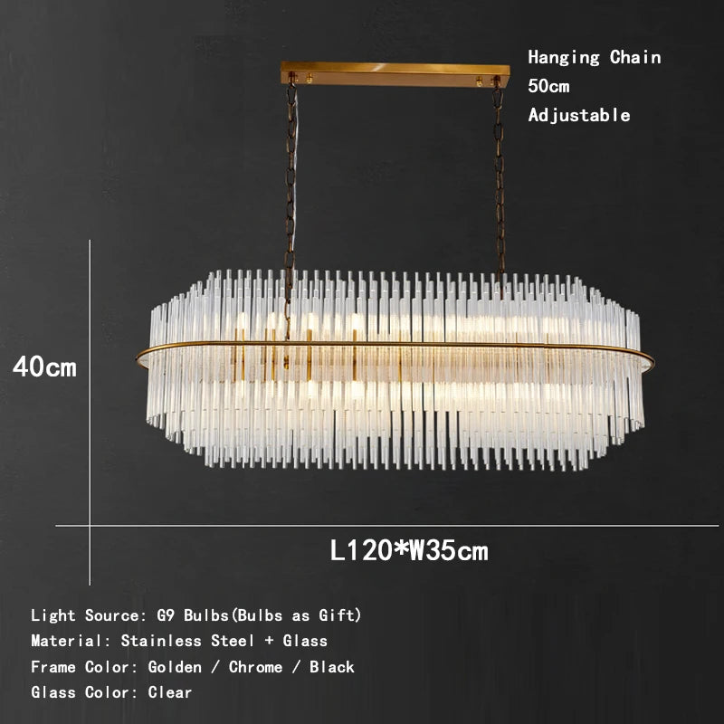 Living Room Ceiling Chandeliers Glass Rods Lamp Round Lighting Fixtures Modern Home Luxury Lustre Foyer Big Hanging Light Gold
