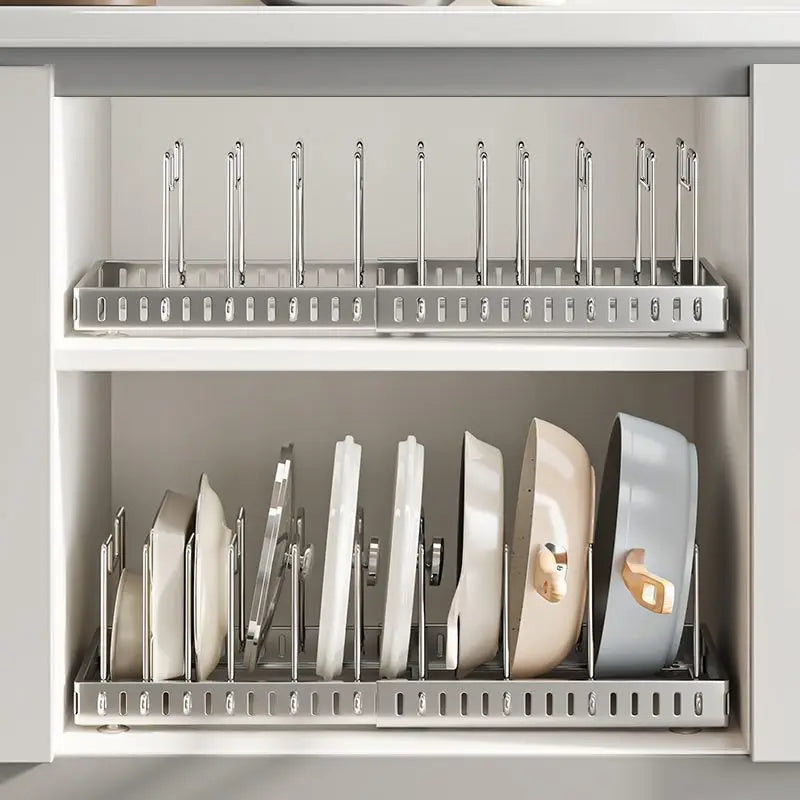 Kitchen Pot Lid Rack Countertop Organizer Cookware Storage