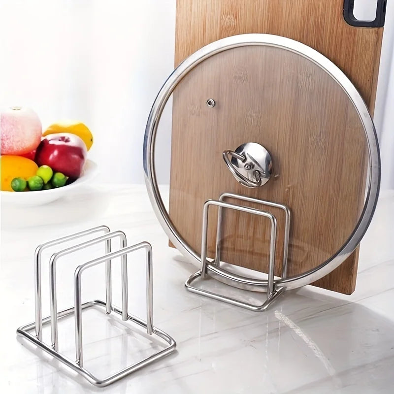 Kitchen stainless steel chopping board rack, chopping board holder, household storage rack, thick double-layer storage pot rack
