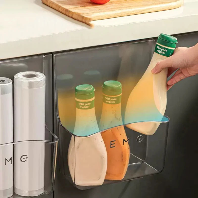 Kitchen Cabinet Door Hanging Rack, Behind-the-door Storage Rack, No-drill Wall-mounted Storage Rack, Transparent And Thickened