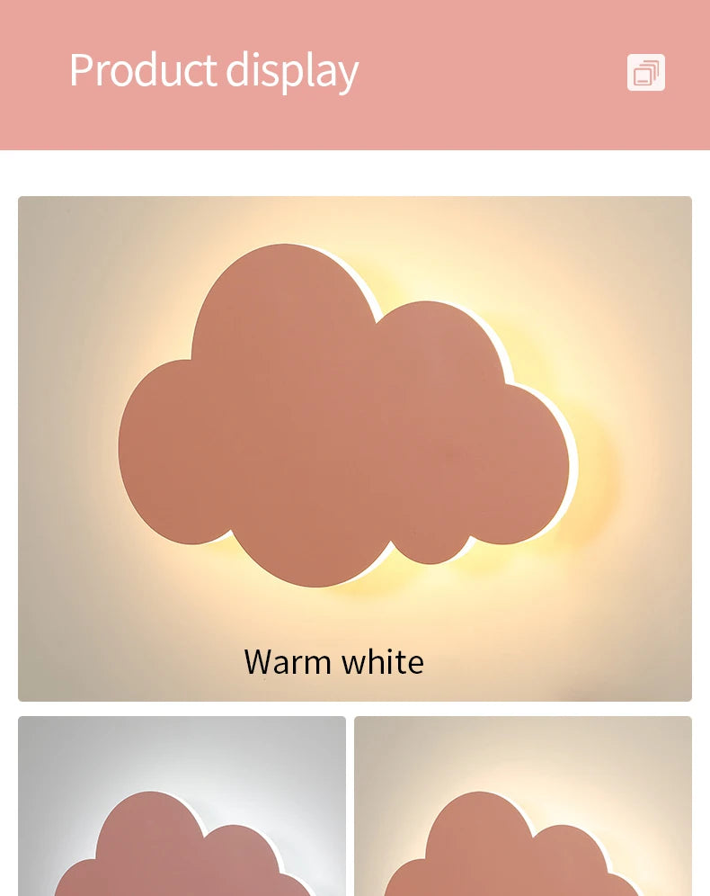 New Baby Room Cloud Wall Lamp Bedroom Bed Living Dining Room Attic Creative Warm Decoration Dimmable Wall Light