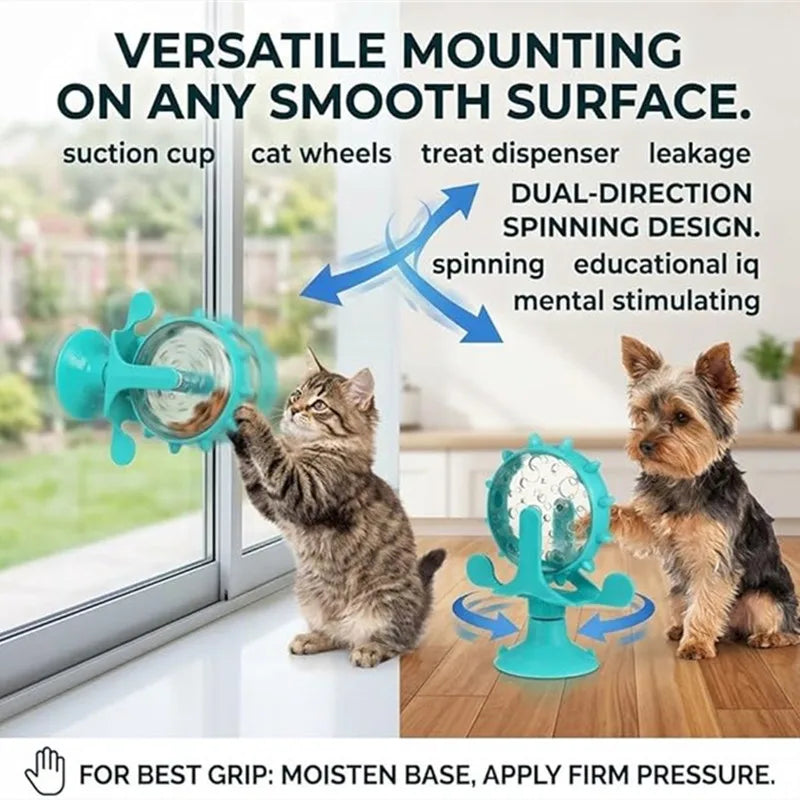 Cat Dog Treat Dispenser Toy - Cat Interactive Feeder Pet Food Toys Feeder 360° Degree Rotating Food Leakage Device Rotate