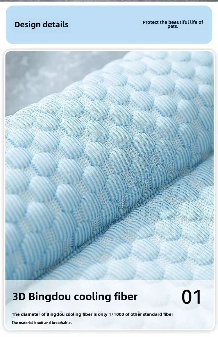 Dog Cooling Bed Mat Big Eyed Monster Cartoon Breathable Soft Ice Silk Sleeping Pad for Cat Moistureproof Cushion Matress Nonslip