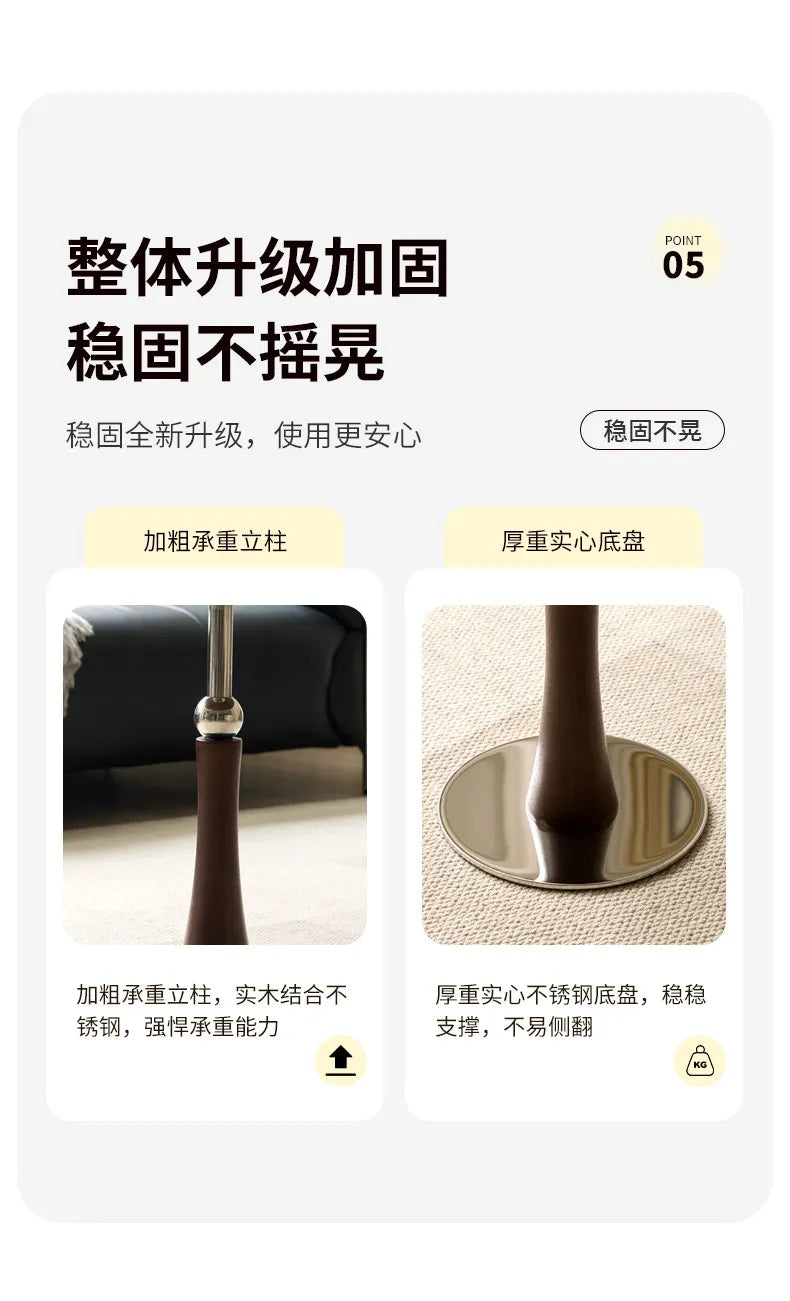 Living Room Sofa Solid Wood Edge Few Designer Light Side Table Luxury Stainless Steel Base Simple Round Small Coffee End Tables
