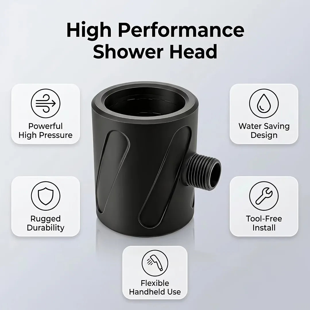 Bathroom shower head for men, designed for bathing, with a high-pressure, large-flow, ring-shaped showerhead. Suitable for G1/2inch standard connectors. Easy to disassemble, compact and portable, can also be used outdoors