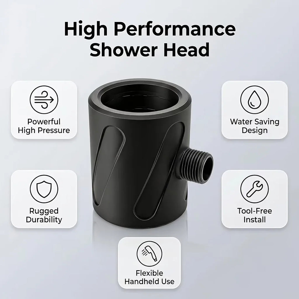 Bathroom shower head for men, designed for bathing, with a high-pressure, large-flow, ring-shaped showerhead. Suitable for G1/2inch standard connectors. Easy to disassemble, compact and portable, can also be used outdoors