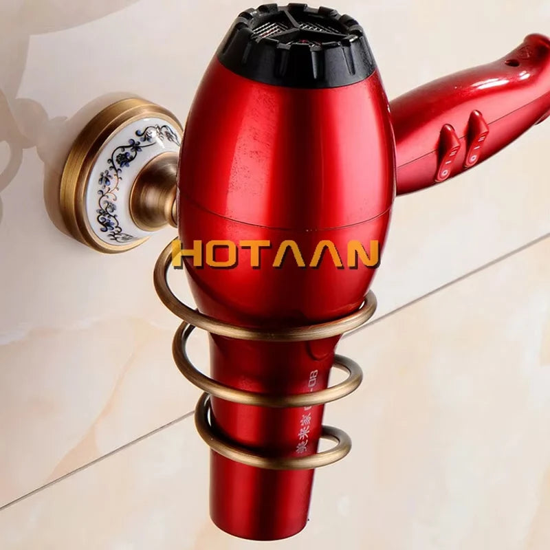 Antique Brushed Solid Brass Bathroom Accessories Sets European Porcelain Bathroom Hardware Sets Ceramic Retro Bathroom Products