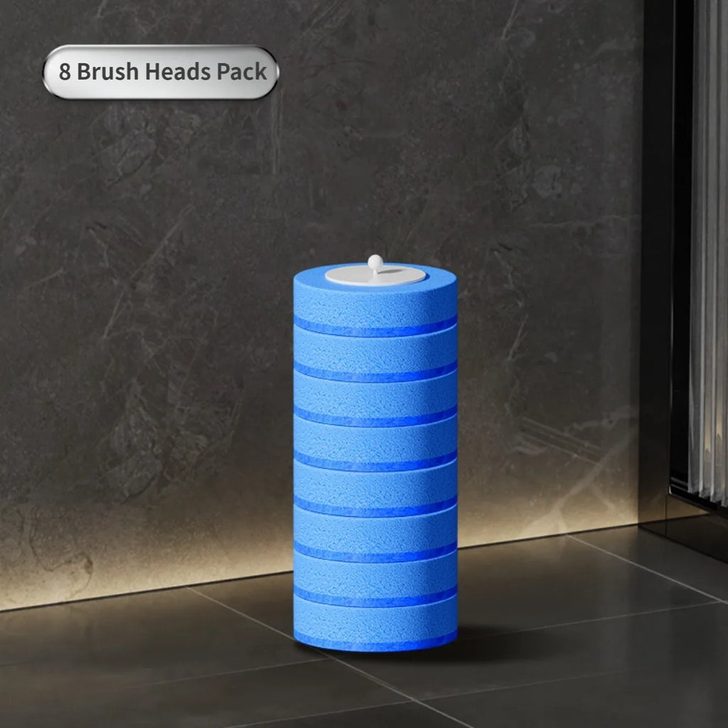Bathroom Cleaning Kit with Disposable Toilet Brush Wall Mounted No Drill Installation and Built in Cleaning Solution