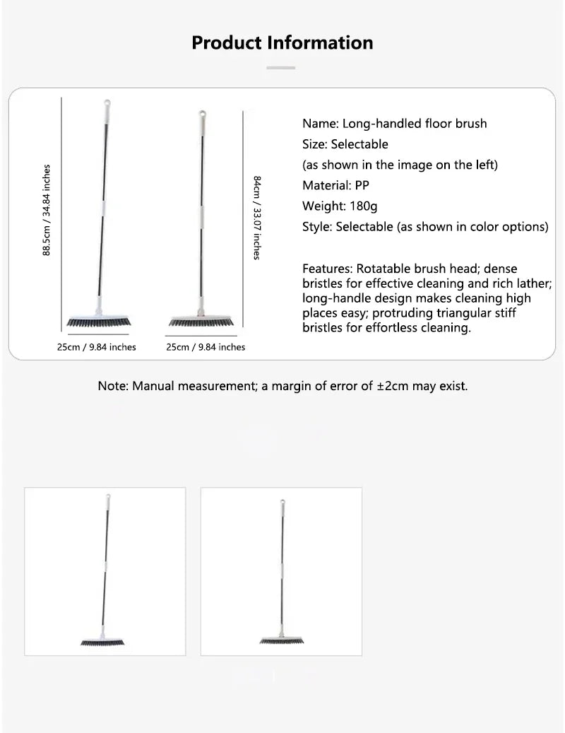 1pc Bathroom Floor Brush For Hotel, Hard Bristle Scrub Brush, Long Handle Bathroom Tub And Tile Cleaning Brush, Without Dead End