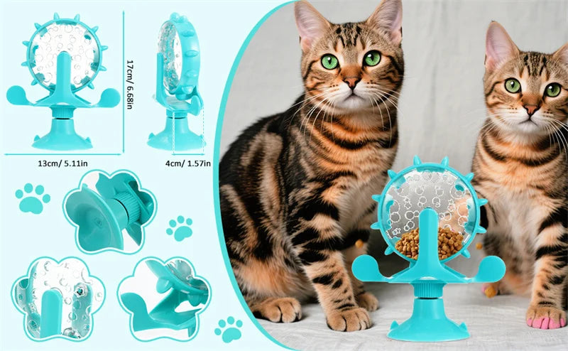 Cat Dog Treat Dispenser Toy - Cat Interactive Feeder Pet Food Toys Feeder 360° Degree Rotating Food Leakage Device Rotate