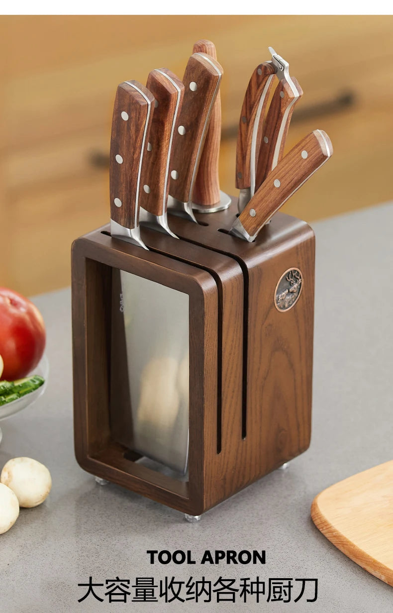 Kitchen countertop solid wood knife storage rack Household knife base Ventilation mould proof drainage knife rack knife case