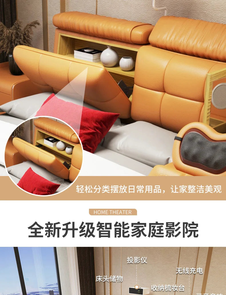 Master Girl Bedroom Double Bed Unique Queen Size Smart Multifunctional Double Bed Salon Modern Cama Matrimonial Room Furniture