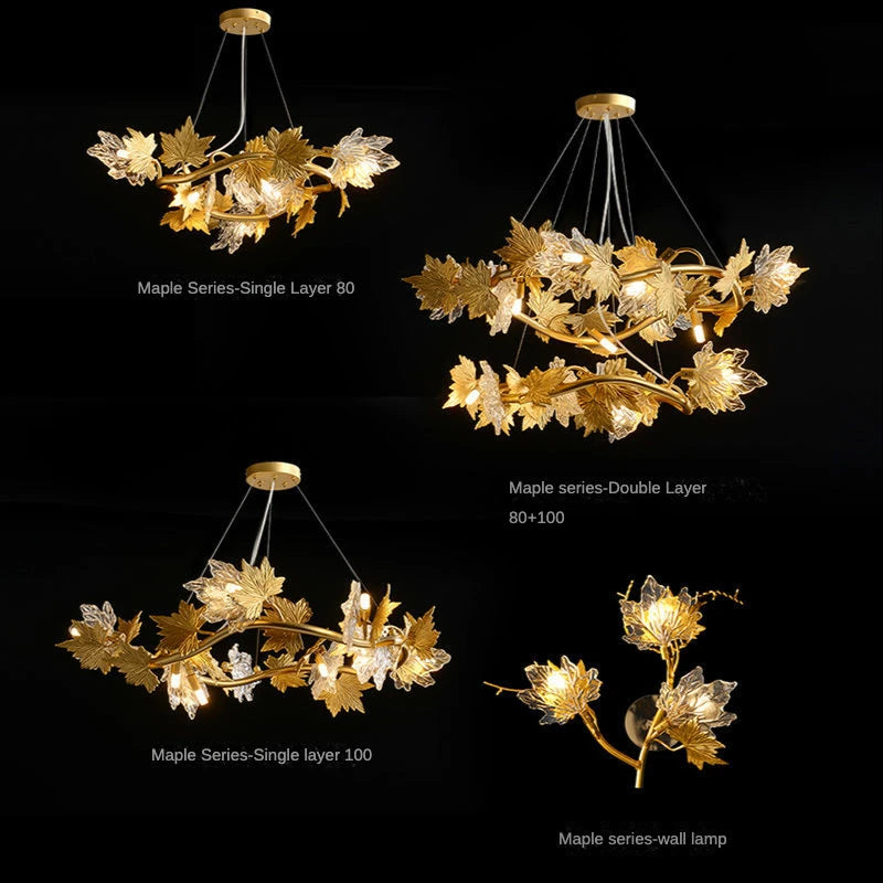 Modern Living Room Maple Leaf Crystal Chandelier Atmosphere High-end Designer Living Room Dining Room Bedroom Light