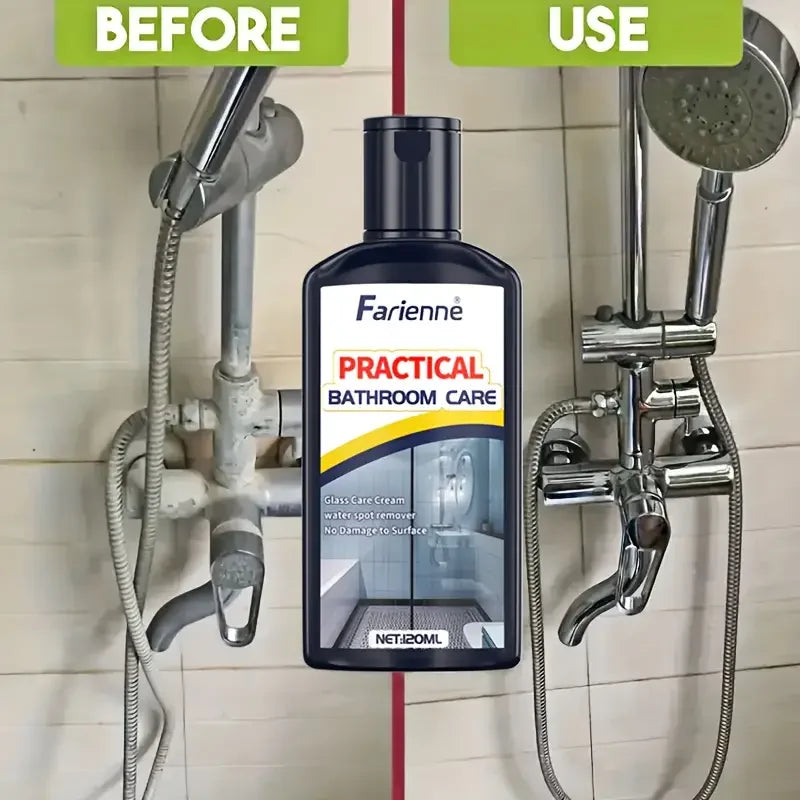 Bathroom Glass Polish - Powerful Hard Water Spot Remover and Descaler for Shower Doors, Tiles, and Stainless Steel