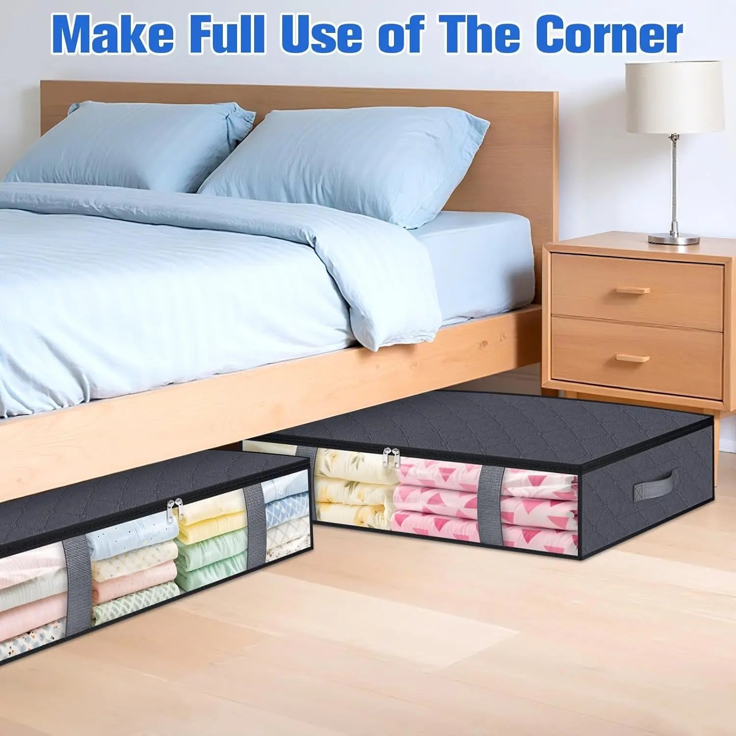 4 Pack Under Bed Storage Containers Blanket Storage Bag Shoe Storage and Organization Space-Saving Bedding Organizer for Bedroom