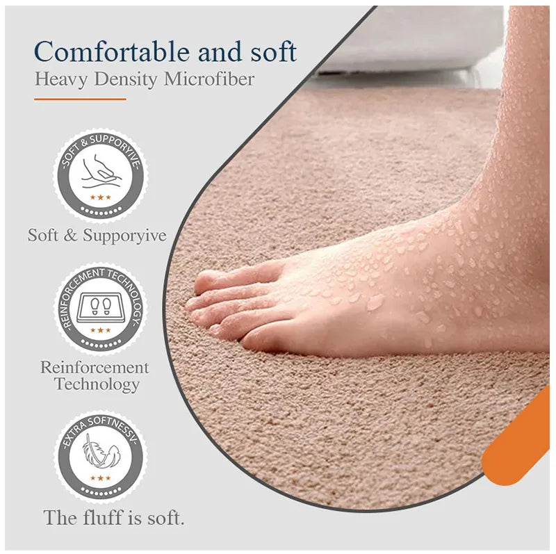 Bathroom Carpet 3-Piece Set Soft, Absorbent, Non-Slip, Microfiber Toilet Mat, U-Shaped Foot Pad