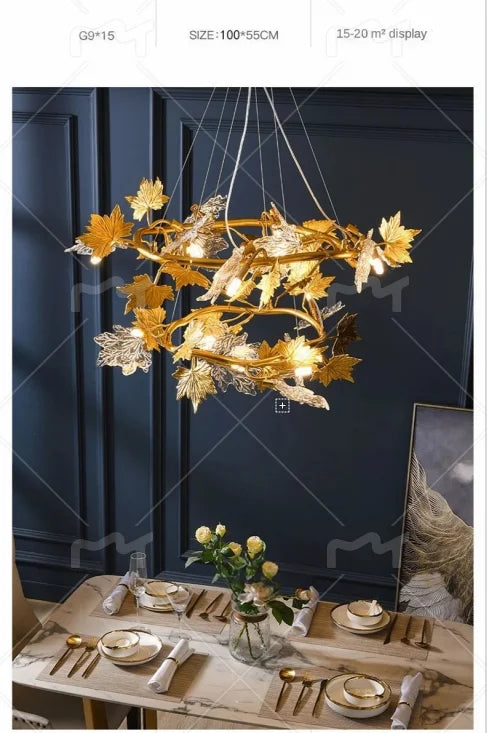 Modern Living Room Maple Leaf Crystal Chandelier Atmosphere High-end Designer Living Room Dining Room Bedroom Light