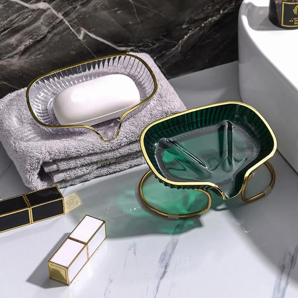 Bathroom Soap Dish Light Luxury Toilet Shower Soap Holder with Drain Water Soap Storage Case Tray Container Bathroom Gadgets