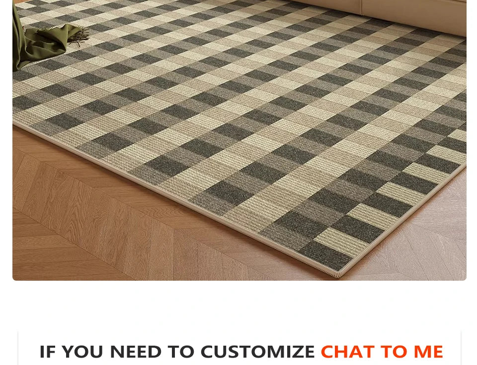 Living Room Carpet Waterproof Non-slip Stain-resistant Floor Mat Minimalist Checkered Pattern Rug Large Area Home Decor Mats