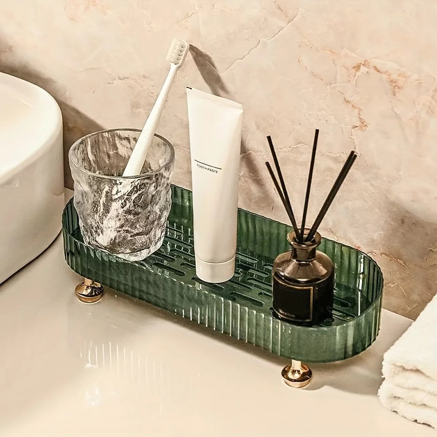 Bathroom Vanity Tray, Acrylic Makeup Perfume Organizer for Dresser, Decorative Organizer Countertop for Skincares, Cosmetics