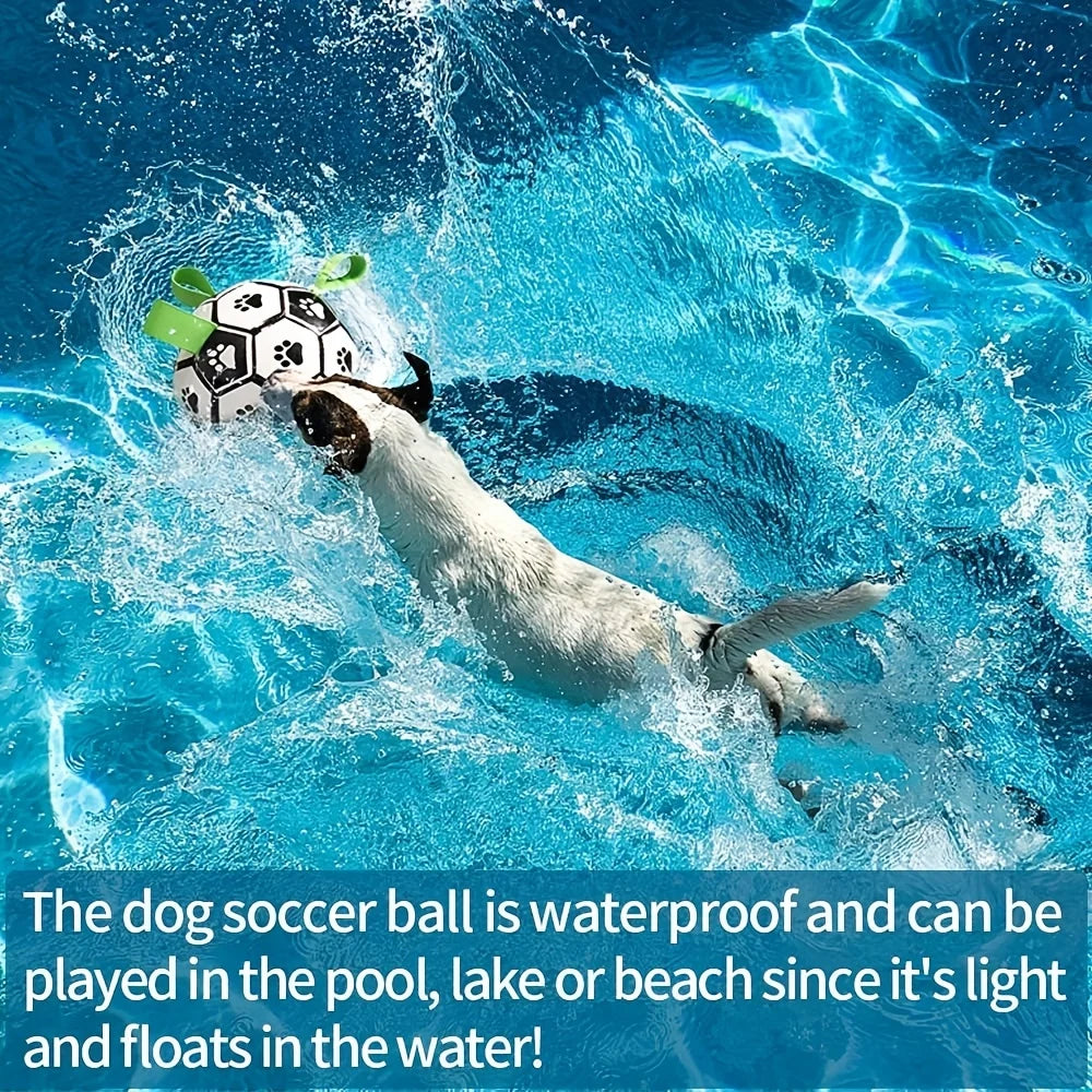 Damaly,Interactive Dog Soccer Toy with A Grip Ring, Durable Water Ball for Dogs, Dog Chasing and Playing Toy, Without Battery