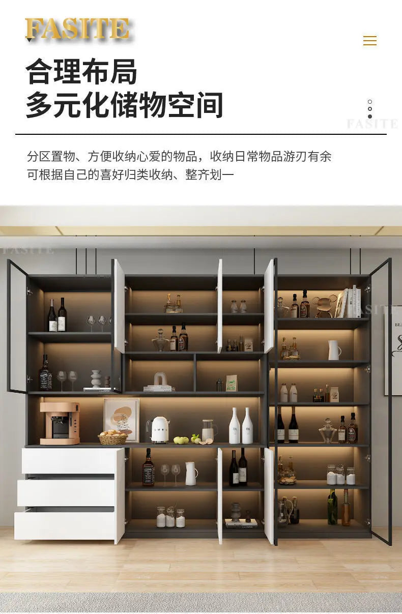 LivingRoom Cabinet Premium Solid Wood Dining Side Cabinet Integrated Household Light Luxury High-end Wine Cabinet Storage Locker