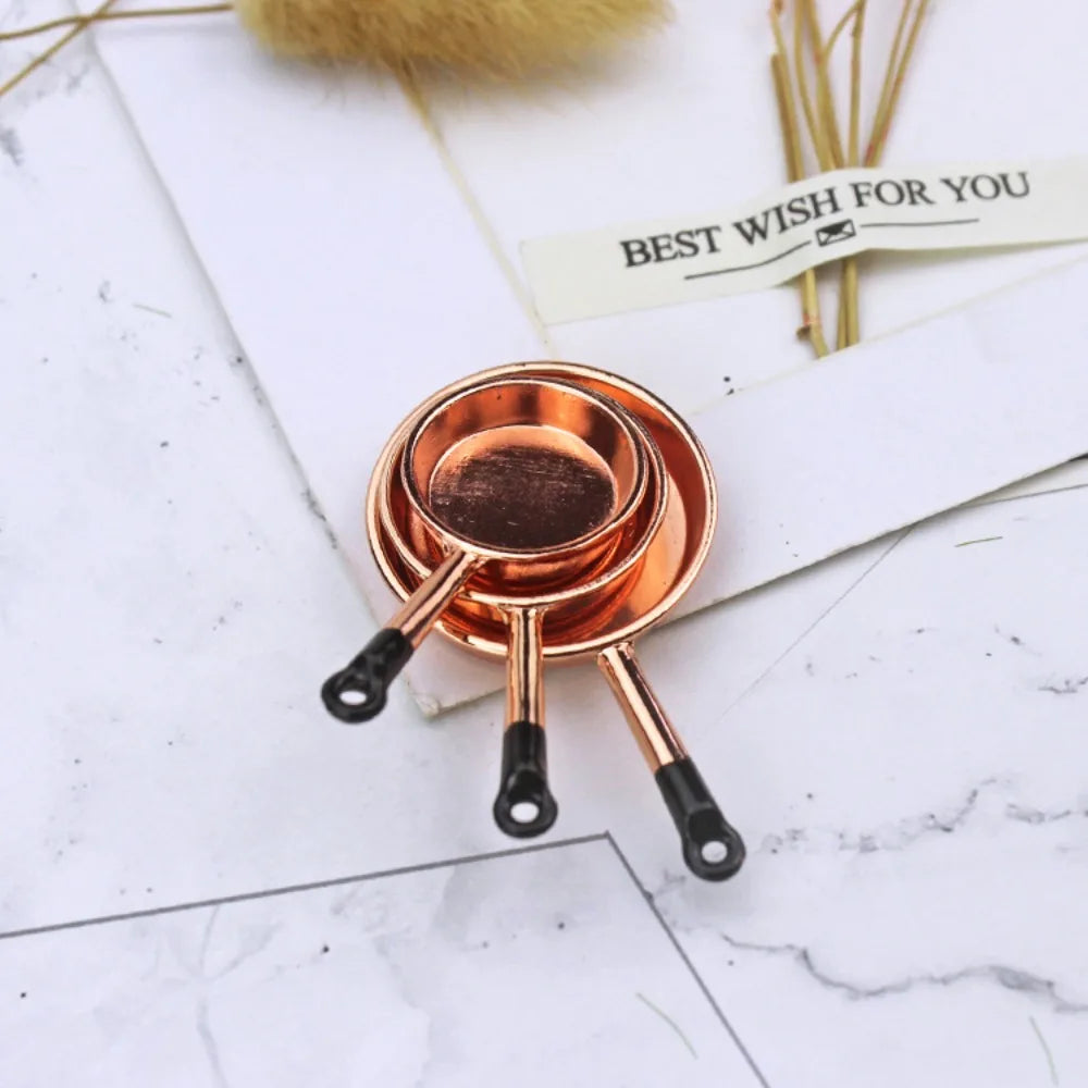 Kettle 1:12 Mini Kitchen Utensils Sets Cookware Alloy Kitchen Set Mini 1:12 Scale Mini Kitchen Cooking Kit Dollhouse Miniatures