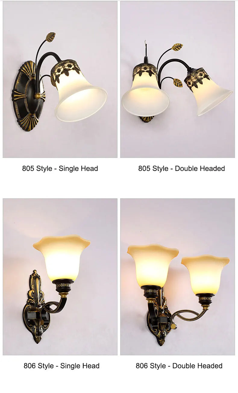 American Living Room Wall Light Luxury Bedroom Bedside Lamp Nordic Creative Living Room Background Wall Room Aisle Glass Light