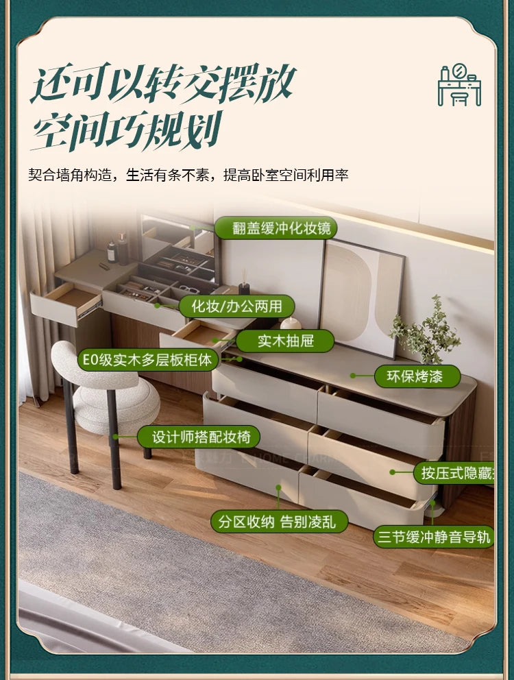 Bedroom Big Dressing Table Vintage Desk Aesthetic Luxury Dressing Table Nordic Girls Espejo Maquillaje Luz Home Furniture
