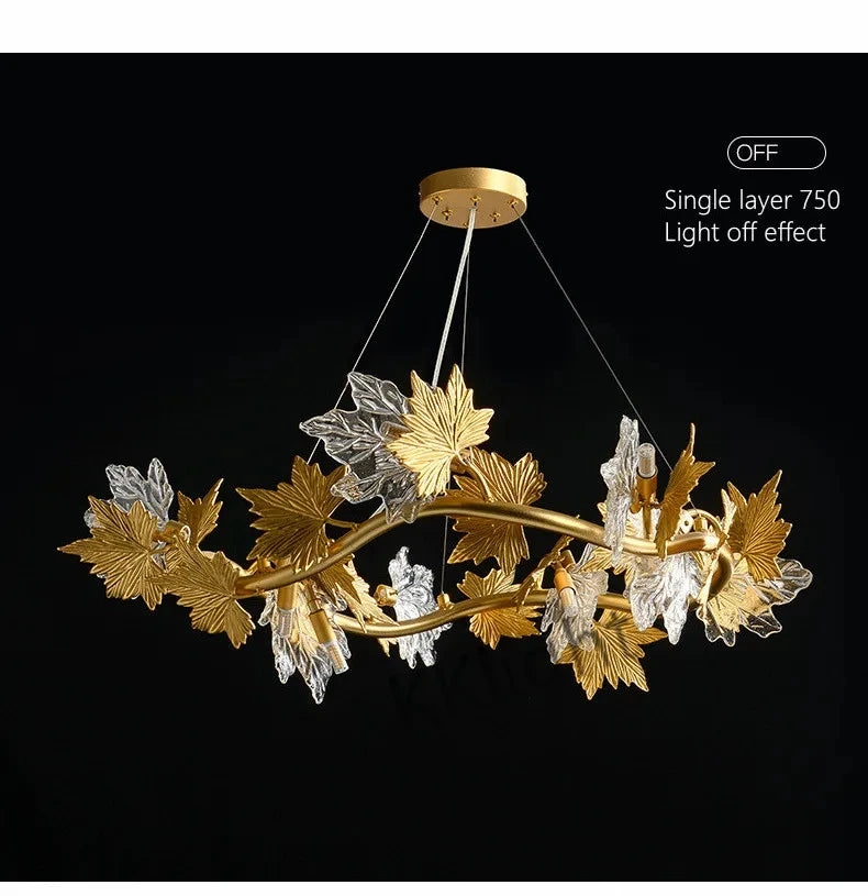 Modern Living Room Maple Leaf Crystal Chandelier Atmosphere High-end Designer Living Room Dining Room Bedroom Light
