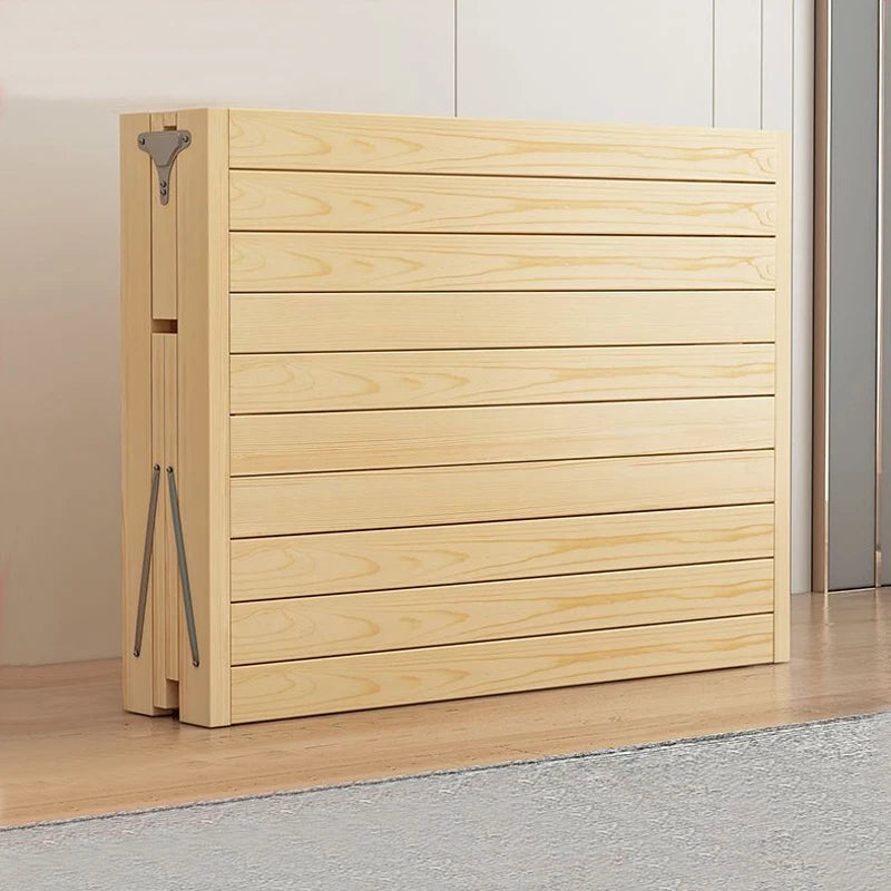 Home Bedroom Solid Wood Folding Bed for Small Apartments Rent Guest Personal Double Bed Compact Space Saving Design