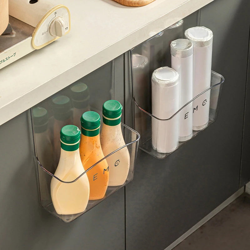 Kitchen Cabinet Door Hanging Rack, Behind-the-door Storage Rack, No-drill Wall-mounted Storage Rack, Transparent And Thickened