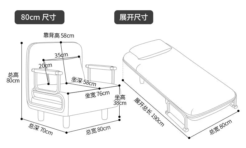 Portable Bedroom Folding Bed Single Pliable Office Sofa Folding Bed Guest Adults Cama Plegable Para Dormir Furniture Home
