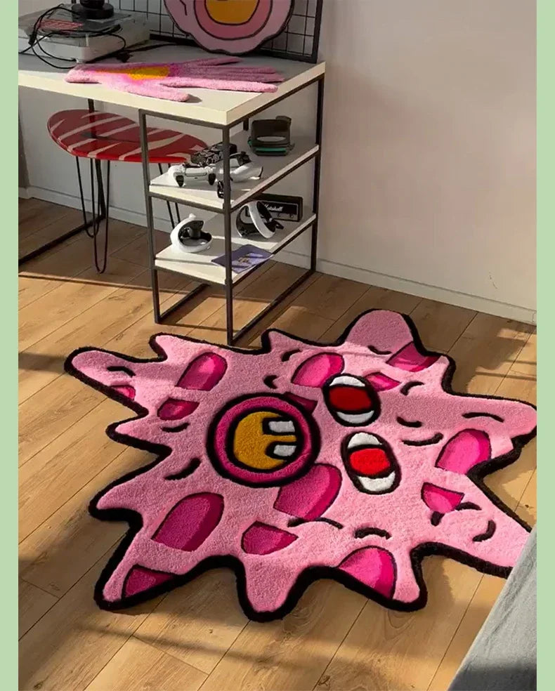 Simple Study Room Cloakroom Plush Non-slip Rugs Irregular Pink Bedroom Bedside Soft Carpet Creative Living Room Decoration Rug
