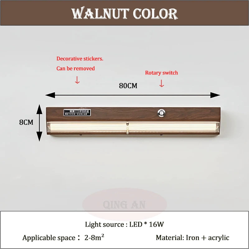 Bedroom Bedside Wall Lamps Children's Room Long Strip Lamp Retro Industrial Style Home Decor Living Room Mirror Front Wall Light