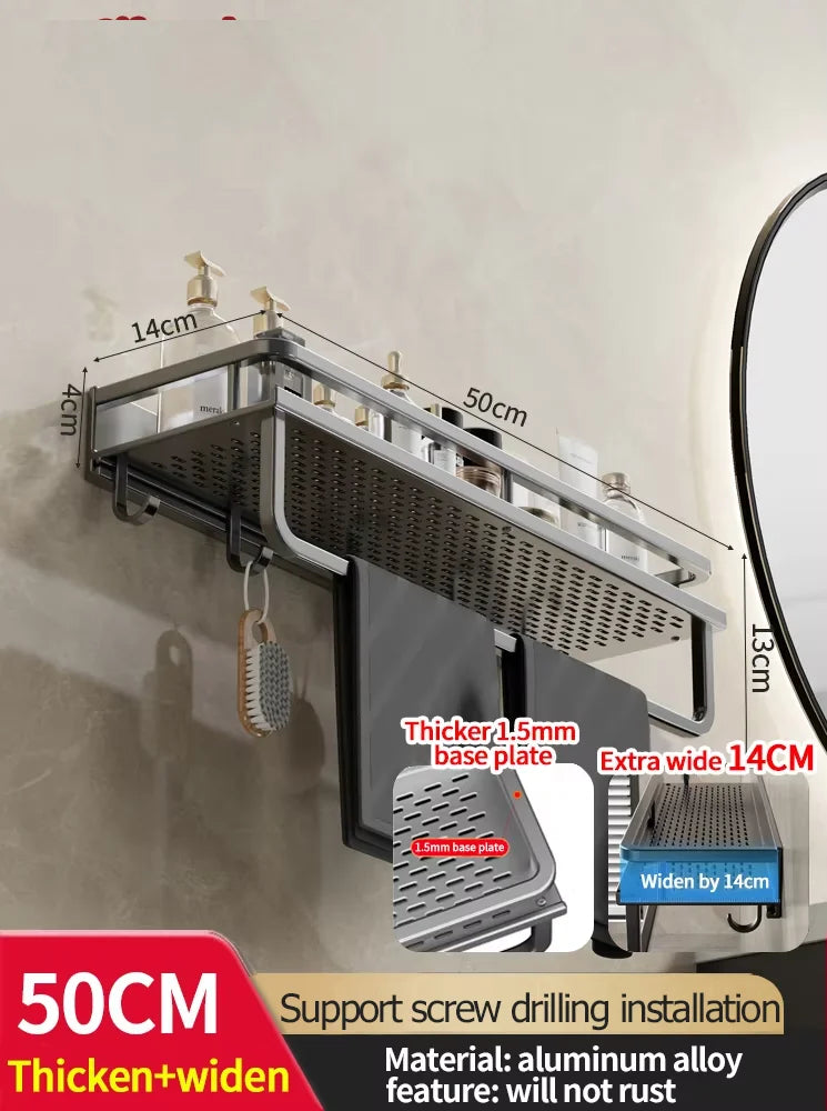 Bathroom Rack Bathroom Shelf Toilet Space Aluminum Hanging Rack Bathroom Organizer Hang on the Wall