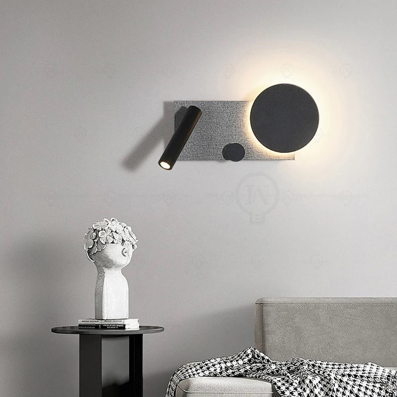 Bedroom bedside wall lamp with switch and spotlight, simple and modern Nordic creative personality, adjustable LED pendant light
