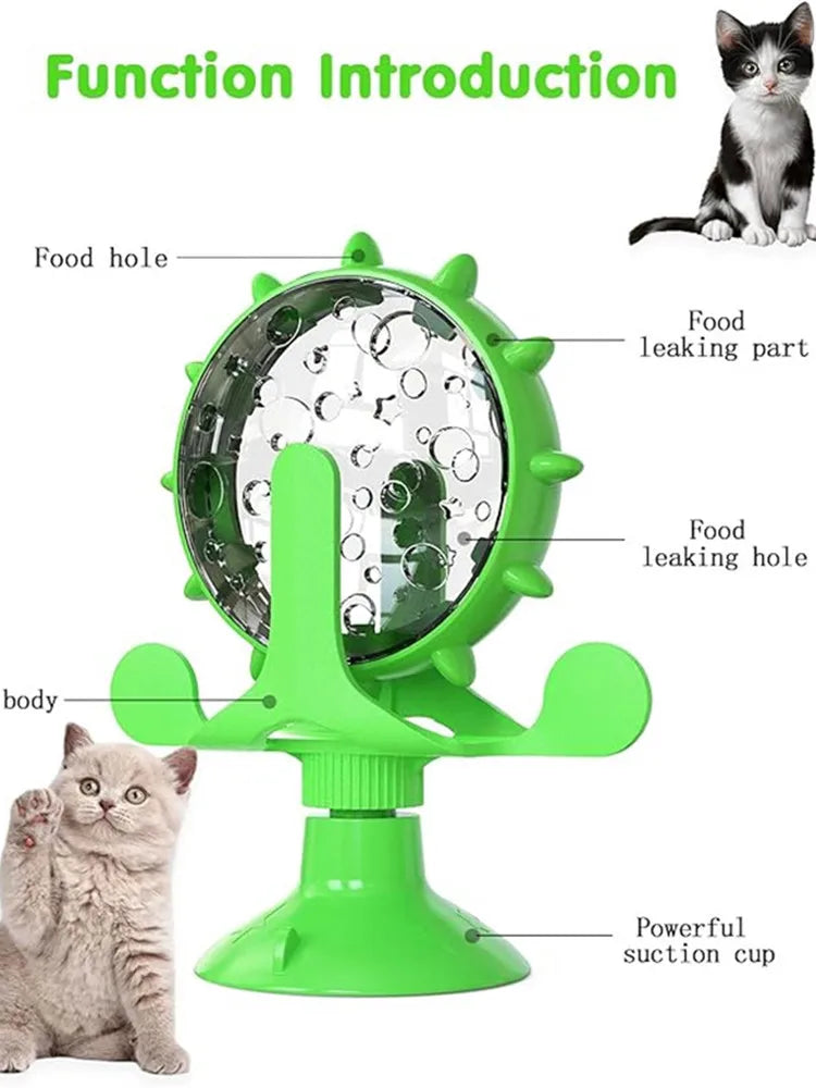 Cat Dog Treat Dispenser Toy - Cat Interactive Feeder Pet Food Toys Feeder 360° Degree Rotating Food Leakage Device Rotate