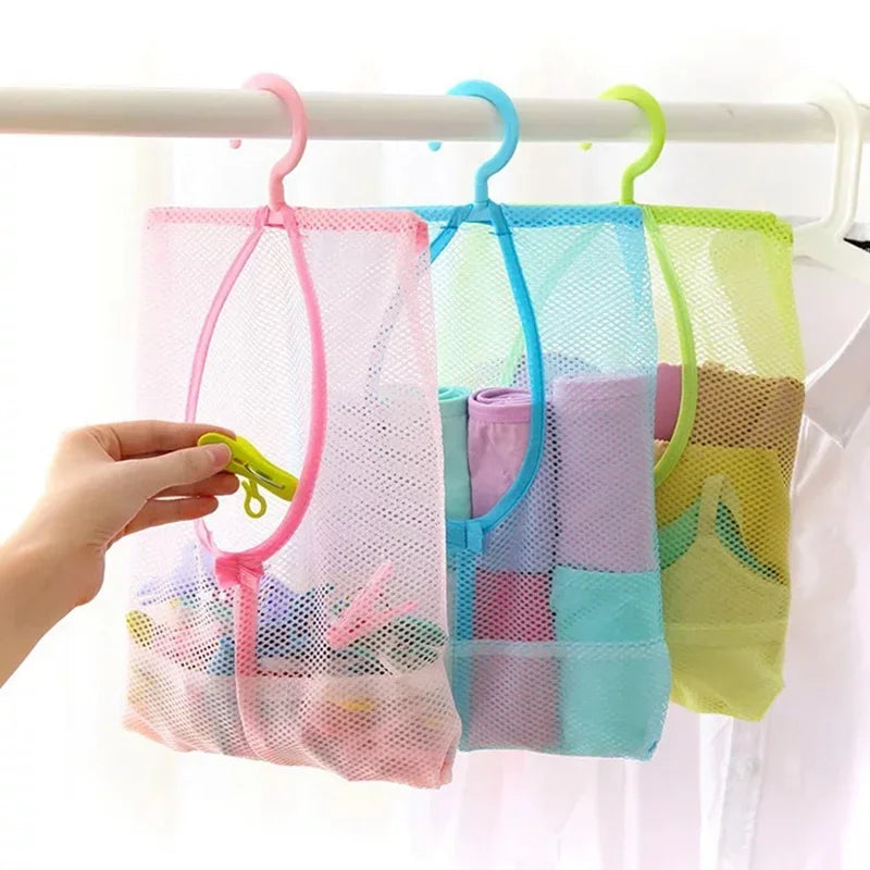 Bathroom Kids Toys Storage Bag Multifunctional Mesh Net Bag Makeup Organizer Drying Rack Balcony Socks Clothes Storage Basket