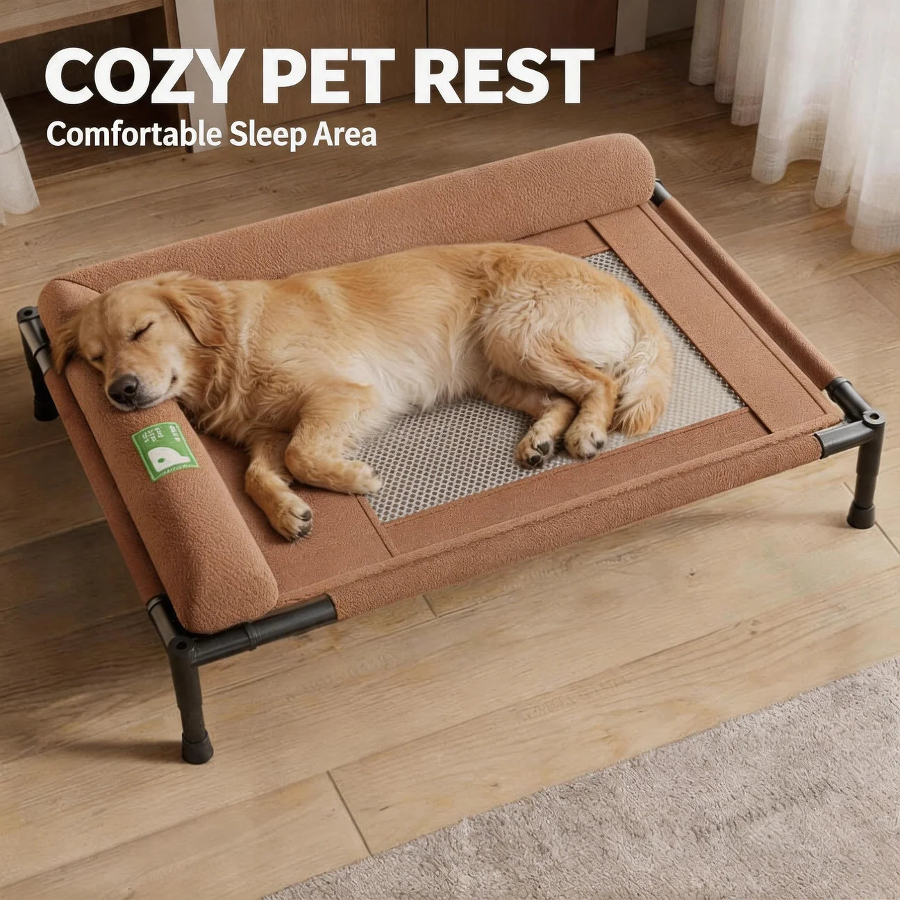 Elevated Cooling Dog Bed Pet Travel Cot with Soft Edged Pillow Breathable Hammock Bed Small for Dogs Indoor Outdoor