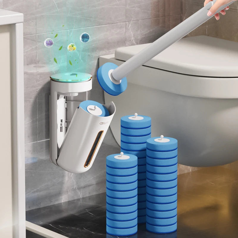 Disposable Toilet Brush Household Bathroom Wall Mounted No Dead Corners Cleaning Specialized Descaling Tool Scrubber Bowl White