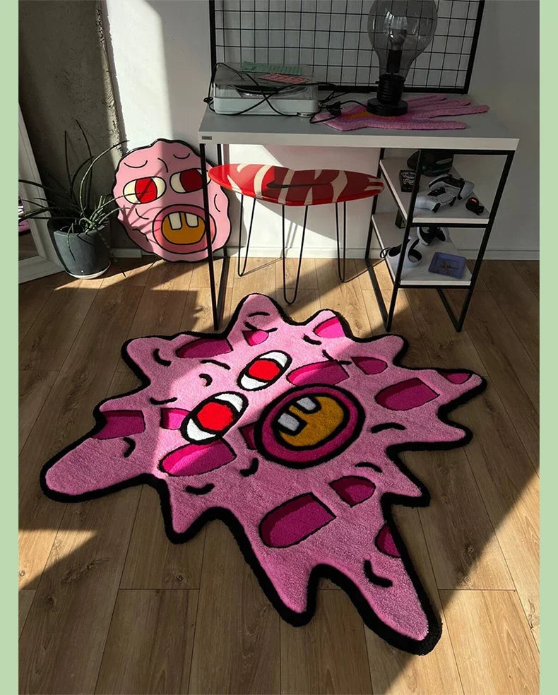 Simple Study Room Cloakroom Plush Non-slip Rugs Irregular Pink Bedroom Bedside Soft Carpet Creative Living Room Decoration Rug
