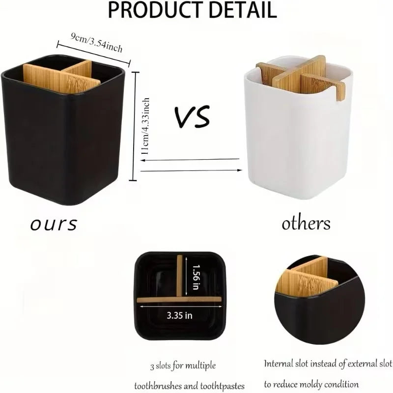 Bathroom Organizer Made of with Three Compartments for Toothbrushes And Toothpaste, Suitable for Electric Toothbrushes