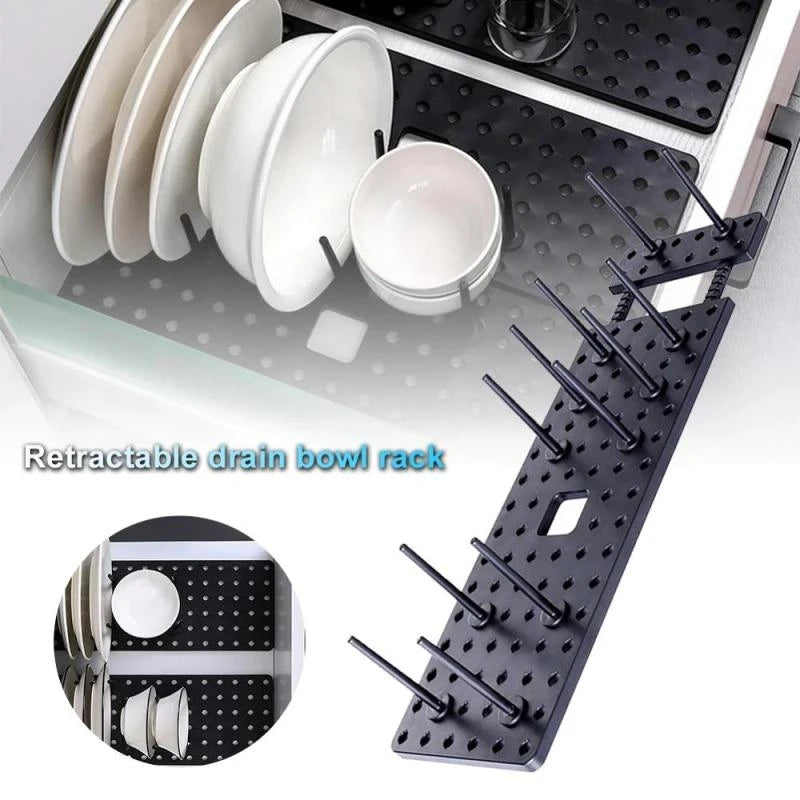 Kitchen Organizer Sink Drain Shelf Dish Drying Rack Telescopic Pan Bowl Stand Storage Drawer Adjustable Holder Home Accessories