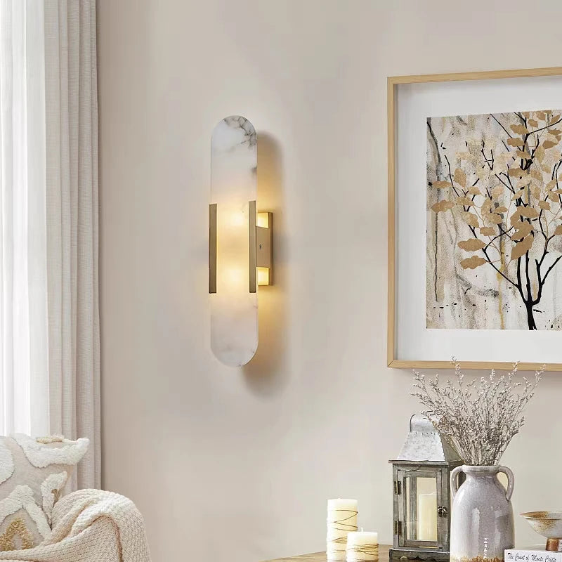 Modern Nordic High-End Marble Bedroom Bedside Lamps Living Room Wall Lighting Elegant Room Decor Marble Interior Wall Led Lights
