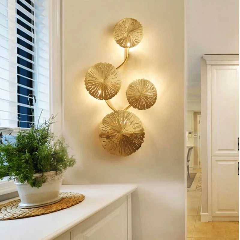 Post-modern Living Room Lotus Leaf Decor Creative New Chinese-style Dining Room Light Minimalist Bedroom and Hallway Wall Lamp