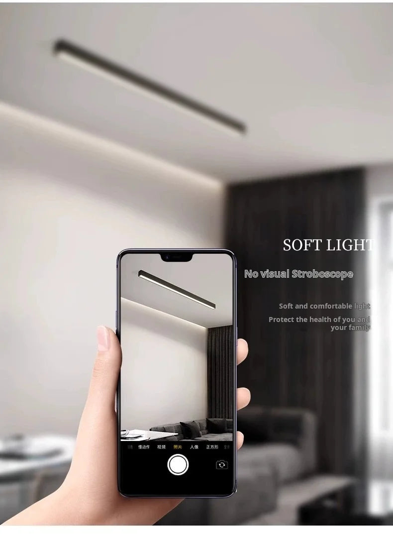 Minimalist Living Room, Bedroom, Balcony, No Main Light, Background Wall Lighting, Long Strip Exposed Linear LED Ceiling Light