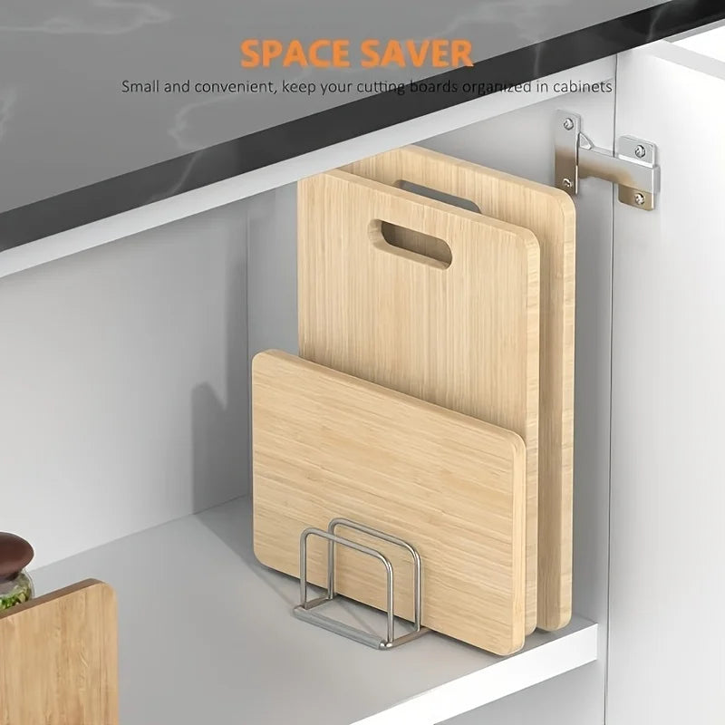Kitchen stainless steel chopping board rack, chopping board holder, household storage rack, thick double-layer storage pot rack